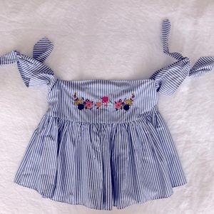 Zara Trafaluc off the shoulder striped top